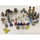 A mixed collection of miniature teddy bears figures to include crystal, ceramic, metal and glass.