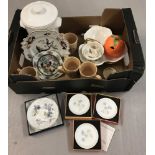 A quantity of mixed ceramics to include boxed pin tray by Royal Worcester and Wedgwood.