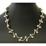 A 925 silver unusual ball and bar design necklace.