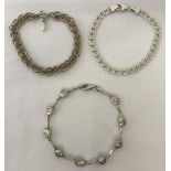 Three ladies silver bracelets.