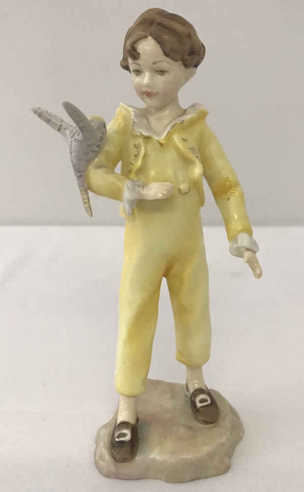 Royal Worcester ceramic figurine #3087 "The Parakeet" in yellow colourway by F. G. Doughty.
