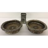 A pair of 19th century silver plated bottle coasters by William Hutton & Son.