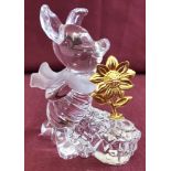 A Lennox lead crystal figure of Disney's Piglet with gold sunflower figure.