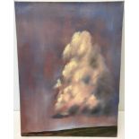 An unframed oil on canvas "Cloud Over Moor" by local artist A. Campbell-Binning.