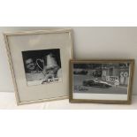 2 signed black and white photographs of 1950's Grand Prix drivers, both framed and glazed.