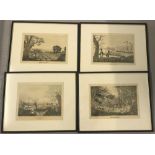 A set of 4 framed and glazed H. Alken coloured prints depicting hunting scenes, dated 1820.