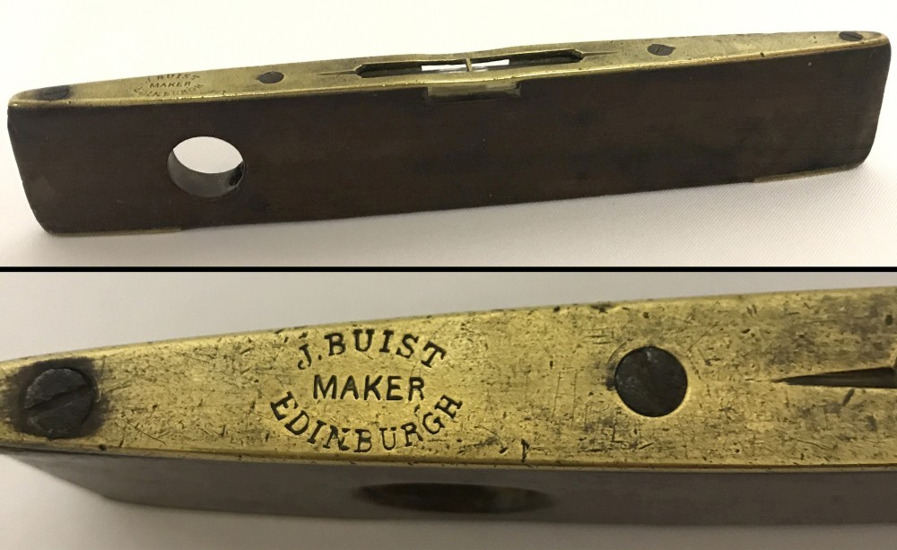 An antique Rosewood & brass J. Buist of Edinburgh 9" spirit level.