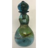 An Unusual Studio Art glass bottle with stopper of baluster form, possibly by Bernard Rooke.