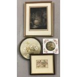 4 small framed prints. To include "Russians & Turks" by Randolph Caldecott.