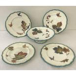 A Victorian Powell & Bishop "Trentham" pattern footed cake stand together with 4 matching plates.