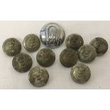 A set of 10 vintage tunic buttons from Christ's Hospital School Cadet Force depicting Edward VI.