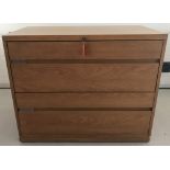 A modern heavy oak lateral 2 draw filing cabinet.