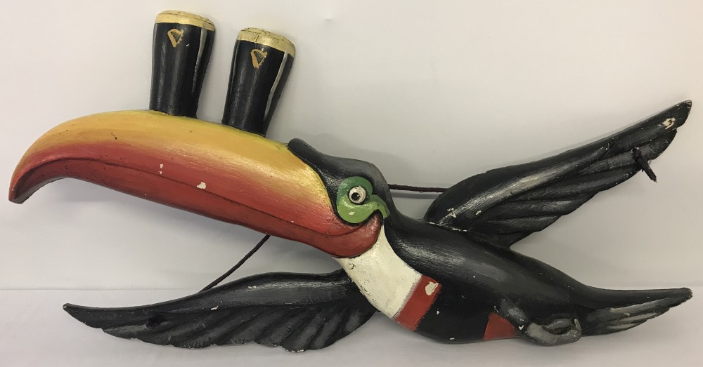 A large vintage wall hanging Guinness Toucan display, possibly 1950's/60's.