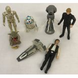 A small collection of Star Wars 70's, 80's and 90's figures and vehicle.