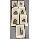 A set of framed Vanity Fair caricature prints dated 1869 to 1872.