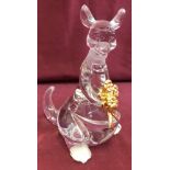 A Lennox Lead crystal figure of Disney's Kanga with a posy of flowers.