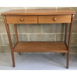 A modern White & Newton, Sutcliffe Furniture teak 2 drawer hall table with under shelf.