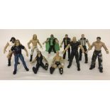 10 assorted 1999 & 2000 Jakks Pacific, Titan Tron Live, jointed poseable wrestling figures.