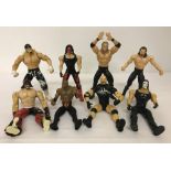 8 assorted 1999, Toy Biz, WCW wrestling, jointed figures.