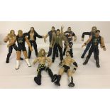 10 assorted 1999 & 2000 Jakks Pacific, Titan Tron Live, jointed poseable wrestling figures.