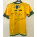 A 2008/9 Aviva Norwich City FC Xara home shirt signed by 17 players past and present.