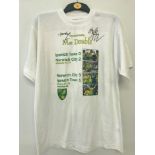 A signed 2003/04 white Mac Double Norwich City FC celebration T shirt.