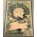 A framed and glazed vintage Jules Cheret, Mussee Grevin Cabinet Fantastique poster, 1836-1932.