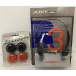 A boxed pair of vintage Sony Roadrunners 3 headphones for Walkman, MDR-006, in original packaging.