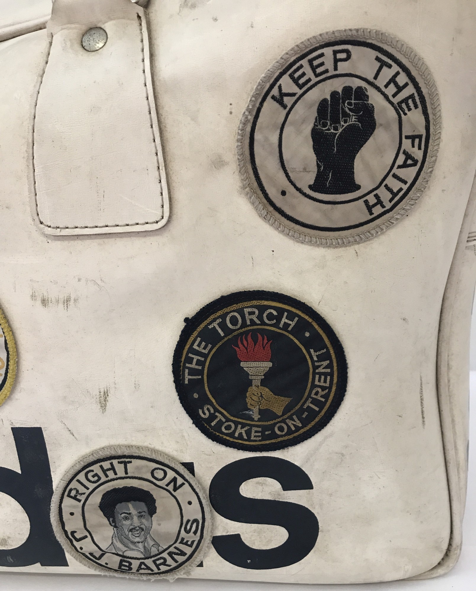 A 1970'S Peter Black Keighley Adidas holdall with original Wigan Northern Soul designs & patches. - Image 4 of 4