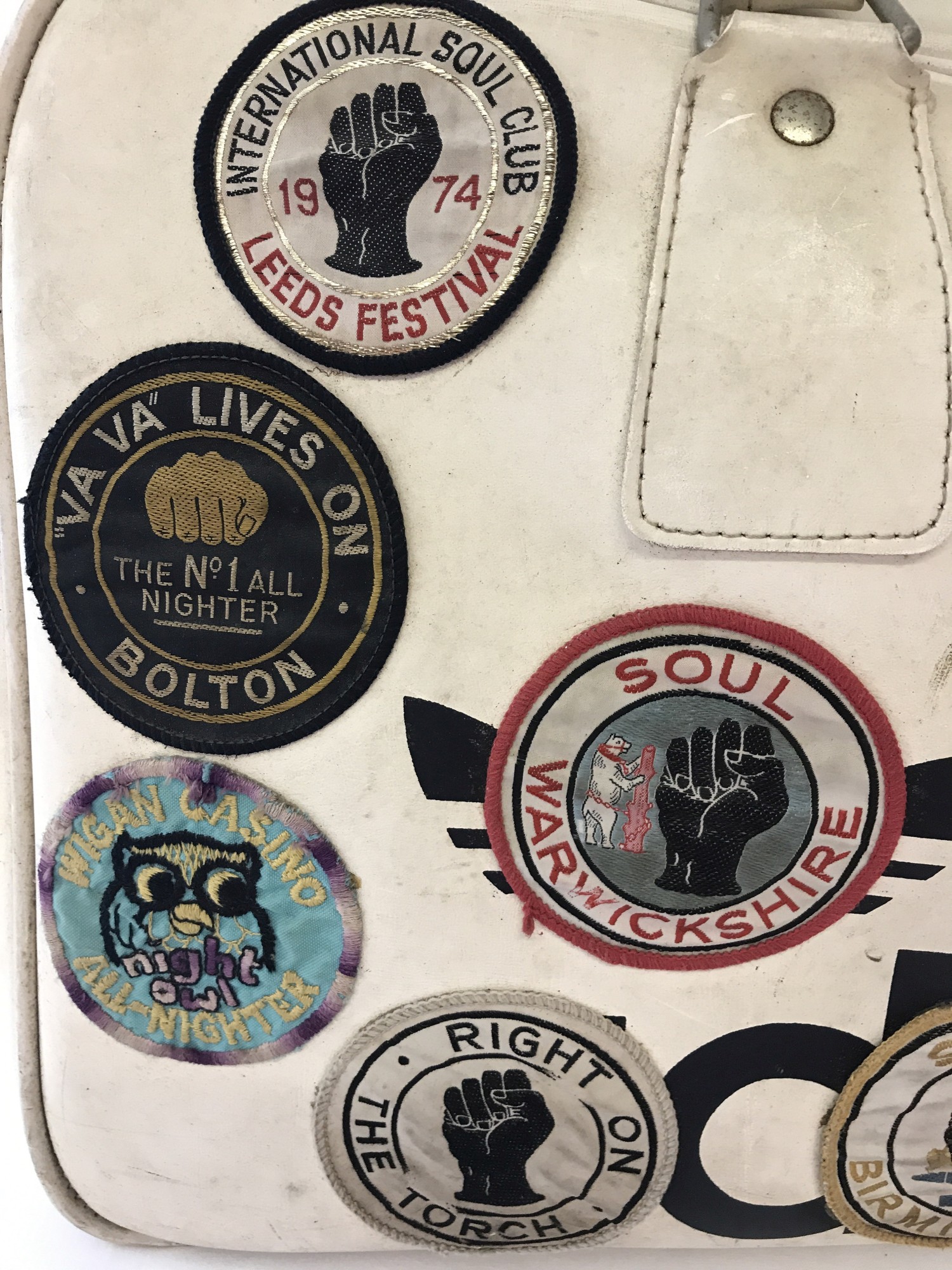 A 1970'S Peter Black Keighley Adidas holdall with original Wigan Northern Soul designs & patches. - Image 2 of 4