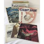 A box of 50 assorted vintage Jazz LP's.
