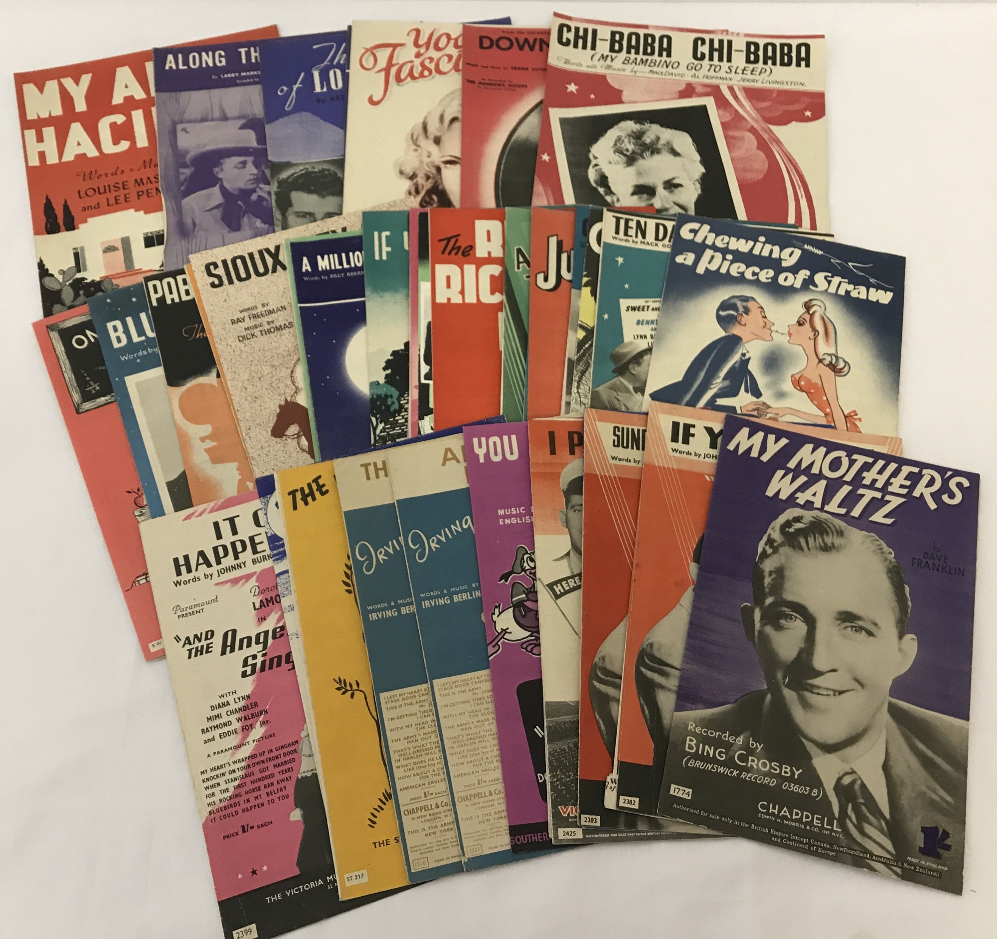 A collection of 1940's sheet music, mostly from movies & stage productions, 50 pieces in total.