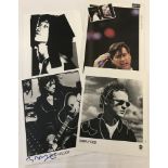 3 signed pictures of Musical Artists together with an Andy Warhol print of Mick Jagger.
