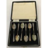 A boxed set of silver coffee spoons hallmarked Sheffield 1952.