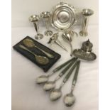 A box of mixed silver plated items.