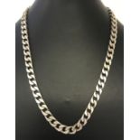 A heavy silver curb chain necklace with lobster clasp.