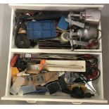 2 trays of assorted tools and accessories.