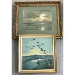 2 framed Peter Scott wildfowl prints in colour.