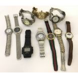 A collection of 10 men's assorted wrist watches to include Sekonda & H Windsor day and night watch.