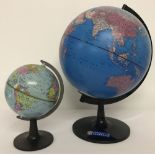 A small vintage 1976 globe by Scan-Globe together with a University of Cambridge modern globe.