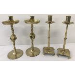 2 pairs of vintage brass candlesticks.