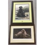 A framed limited edition signed print of 2 black retrievers by Nigel Hemming.