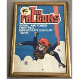 A framed MoD early coloured poster of the Falcons.