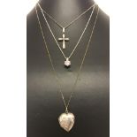 3 silver necklaces.