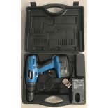 A cased Powerbase 18V cordless drill.