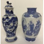 2 pieces of Chinese blue and white ceramics.
