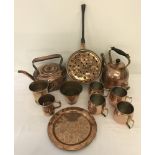 An assortment of copperware items.