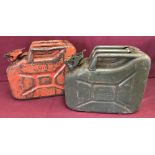 2 vintage 10 litre jerry cans.