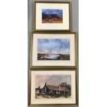 3 framed and glazed acrylic paintings by Alan Lyne.