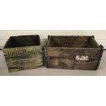 2 vintage wooden advertising crates.